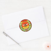 HONIJNBEDRAG, WREATS MET OAK LEAVES EN RODE RIBBON RONDE STICKER (Envelop)