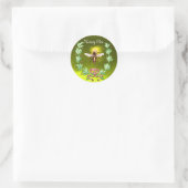 HONIJNBEDRAG, WREATS MET OAK LEAVES EN RODE RIBBON RONDE STICKER (Tas)