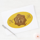 HONIJNBEE, BROWN WAX SEAL MONOGRAM OVALE STICKER (Envelop)