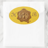 HONIJNBEE, BROWN WAX SEAL MONOGRAM OVALE STICKER (Tas)