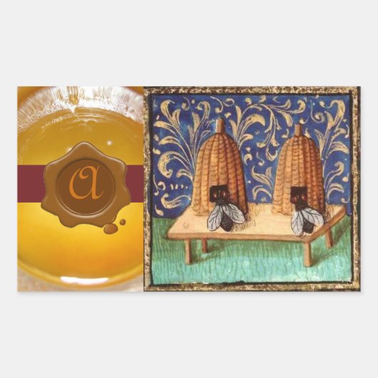 HONIJNBEE, BROWN WAX SEAL MONOGRAM RECHTHOEKIGE STICKER (Voorkant)