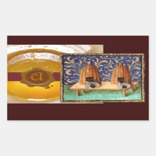 HONIJNBEE, BROWN WAX SEAL MONOGRAM RECHTHOEKIGE STICKER