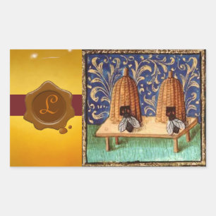 HONIJNBEE, BROWN WAX SEAL MONOGRAM RECHTHOEKIGE STICKER