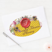 HONIJNBEE, CYCLAMENS FLOWERS RED WAX SEAL MONOGRAM OVALE STICKER (Envelop)