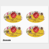 HONIJNBEE, CYCLAMENS FLOWERS RED WAX SEAL MONOGRAM OVALE STICKER (Vel)