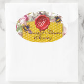 HONIJNBEE, CYCLAMENS FLOWERS RED WAX SEAL MONOGRAM OVALE STICKER (Tas)