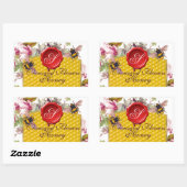 HONIJNBEE, CYCLAMENS FLOWERS RED WAX SEAL MONOGRAM RECHTHOEKIGE STICKER (Vel)