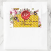 HONIJNBEE, CYCLAMENS FLOWERS RED WAX SEAL MONOGRAM RECHTHOEKIGE STICKER (Tas)