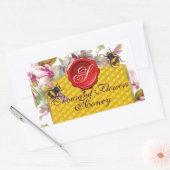 HONIJNBEE, CYCLAMENS FLOWERS RED WAX SEAL MONOGRAM RECHTHOEKIGE STICKER (Envelop)