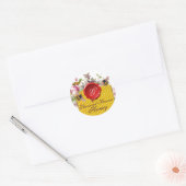 HONIJNBEE, CYCLAMENS FLOWERS RED WAX SEAL MONOGRAM RONDE STICKER (Envelop)