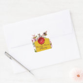 HONIJNBEE, CYCLAMENS FLOWERS RED WAX SEAL MONOGRAM VIERKANTE STICKER (Envelop)