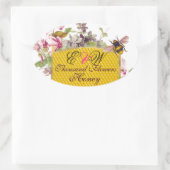 HONIJNBEE, PINK CYCLAMEN FLOWERS BEEKEEPER MONOGRA OVALE STICKER (Tas)