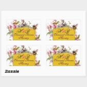 HONIJNBEE, PINK CYCLAMEN FLOWERS BEEKEEPER MONOGRA RECHTHOEKIGE STICKER (Vel)