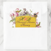 HONIJNBEE, PINK CYCLAMEN FLOWERS BEEKEEPER MONOGRA RECHTHOEKIGE STICKER (Tas)