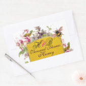 HONIJNBEE, PINK CYCLAMEN FLOWERS BEEKEEPER MONOGRA RECHTHOEKIGE STICKER (Envelop)