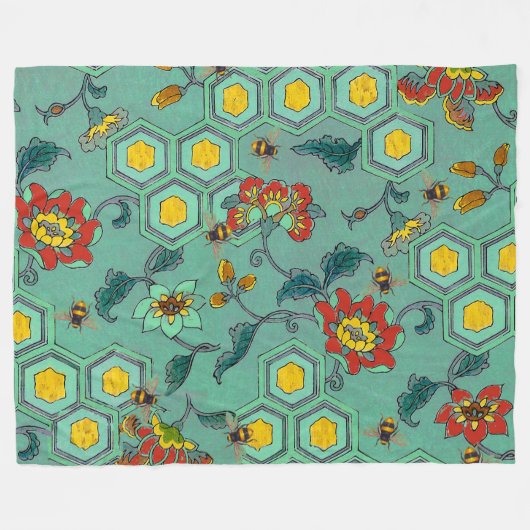 HONIJNBEES, RUNDEREN, SPRINGSTROMEN VOOR DE BEELKE FLEECE DEKEN (Voorkant (Horizontaal))