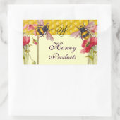 HONIJNEN EN RODE POPPIËNTEN BEEKEEPER MONOGRAM RECHTHOEKIGE STICKER (Tas)