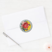HONIJNEN MET WILDE ROZEN RODE WAX SEAL MONOGRAM RONDE STICKER (Envelop)