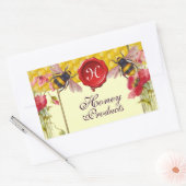 HONIJNEN, POPPIËN, RODE WAXSEAL BEEKEEPER MONOGRAM RECHTHOEKIGE STICKER (Envelop)