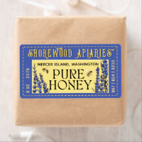 Honing 2 "x 3,75" Lavendel en geel bijenetiket