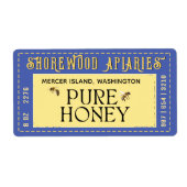 Honing 2 "x 3,75" Lavendel en geel bijenetiket Etiket (Voorkant)