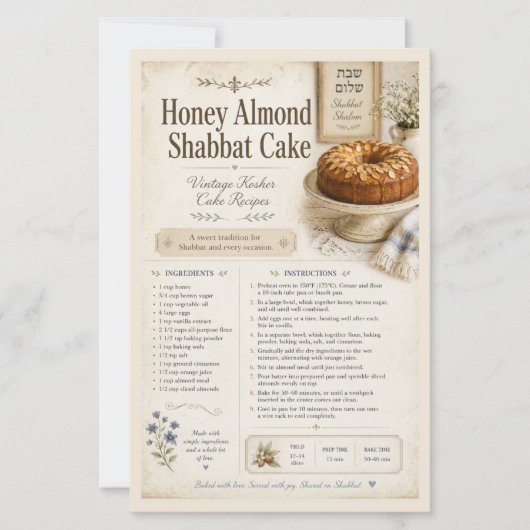 Honing Amandel Sjabbat Cake - Vintage Sjabbat Cake (Voorkant)