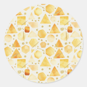Honing & Amber Waterverf Geometrisch goud Patroon  Ronde Sticker