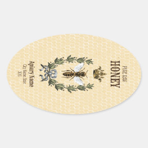 Honing Apiary Crown and Wreath Ovale Sticker