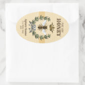 Honing Apiary Crown and Wreatpe Stripe Ovale Sticker (Tas)