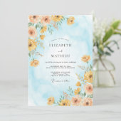 Honing Azure Wilde Bloemen Bruiloft Kaart (Staand voorkant)
