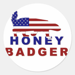 honing badger americaanse vlag ronde sticker