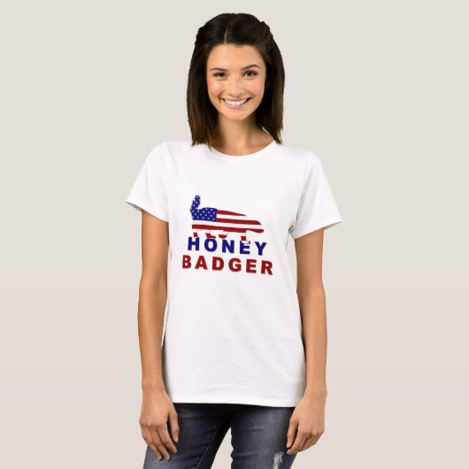 honing badger americaanse vlag t-shirt (Voorkant volledig)