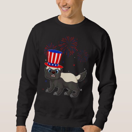 Honing Badger Rood Wit Blauw Vuurwerk Decor 4e van Trui (Voorkant)