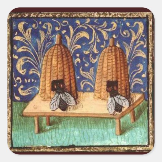 HONING BEE, BEEKEEPER VIERKANTE STICKER (Voorkant)