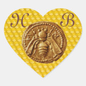 HONING BEE, HARTMONOGRAM HART STICKER (Voorkant)