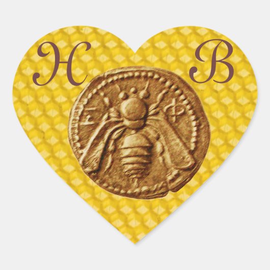 HONING BEE, HARTMONOGRAM HART STICKER (Voorkant)