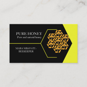 Honing Bee Honingraat Geel Vierkant Visitekaartje