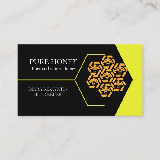 Honing Bee Honingraat Geel Vierkant Visitekaartje (Voorkant)