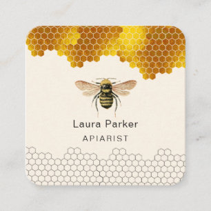 Honing Bee Keeper Honingraat Apiarist Gold imker Vierkante Visitekaartje