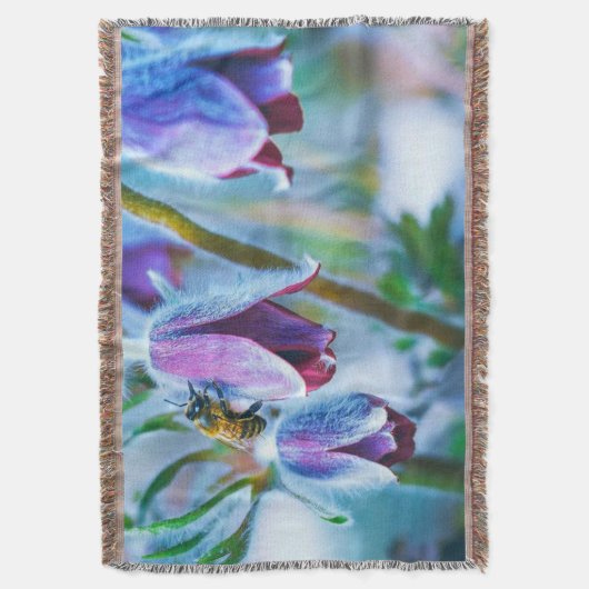 Honing Bee Magenta Bloem Springtime Kleurrijk Deken (Voorkant Verticaal)