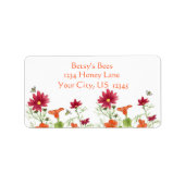 Honing Bee Nasturtium Rood geschilderd Daisy Etiket (Voorkant)