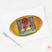 HONING BEE, RODE WAX SEAL MONOGRAM OVALE STICKER (Envelop)