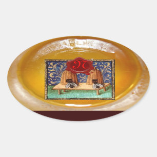 HONING BEE, RODE WAX SEAL MONOGRAM OVALE STICKER