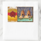 HONING BEE, RODE WAX SEAL MONOGRAM RECHTHOEKIGE STICKER (Tas)