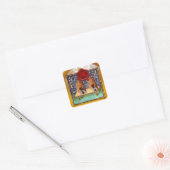HONING BEE, RODE WAX SEAL MONOGRAM VIERKANTE STICKER (Envelop)