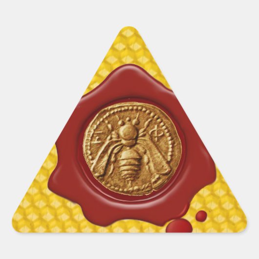 HONING BEE, RODE WAX SEAL TRIANGLE STICKER (Voorkant)