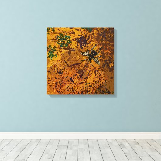 Honing Bee Wrapped Canvas Print (Insitu (Houten vloer))