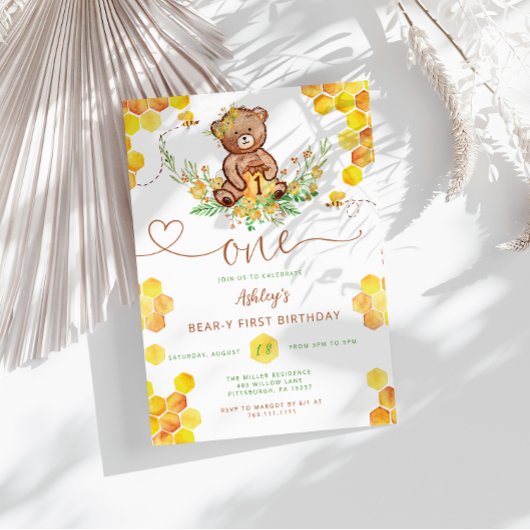 Honing Beer 1e Verjaardag Kaart