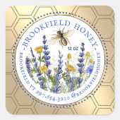 Honing Beer 8 of 12 oz Label Wildflower Bee Gold (Voorkant)