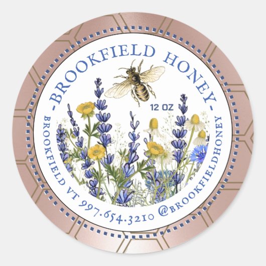 Honing Beer 8 of 12 oz Label Wildflowers Bee Pink (Voorkant)
